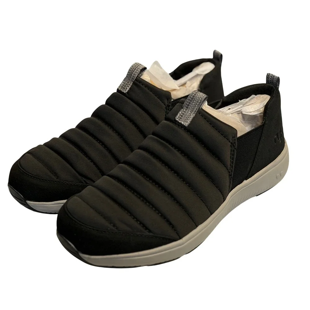 Ryka Pursuit Quilted Slip-On Shoes Black Comfort Walking Sneakers Women Size 8 M